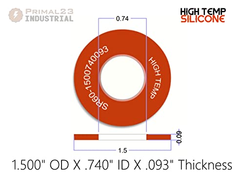 Visokotemperaturne podloške od silikonske gume-1.500 od x .740 ID x .093 Debljina-60 Duro-Primal23 industrijski 99604A129
