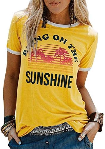 Ljetna majica za žene Grafičke majice tiskane košulje Novelty Good Vibes Rainbow Lucky Shamrock Tops