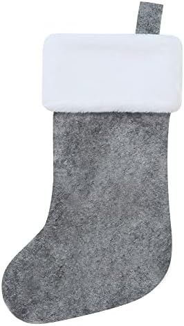 Drisander 20 inča siva s bijelim super mekim plišanim božićnim božićnim čarapama personalizirano je motrogramirani Xmas HANGING ONNAMENTI ZA OBITELJSKI ODMOR XMAS DRUŠTVA DRUŠTVA (slovo j)