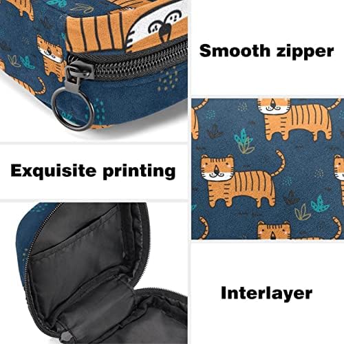 Plavi doodle Tiger uzorak sanitarne vrećice za pohranu sa ubrusom, prijenosna torba za menstruaciju za teen djevojke