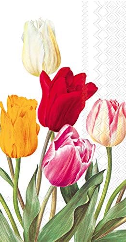 Tulip tematski ručnik za ručnik za goste sortiranje - paket uključuje 32 ukupne papirne salvete u tulipanima