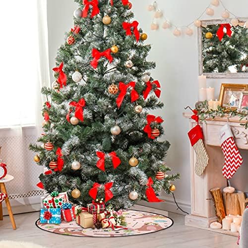 Xigua Sloths Božićna stabla okrugla božićna stablo stalak za mat ukras za prazničnu zabavu Početna Božićna Dan ukrase, Podna vrata 28.3 inča