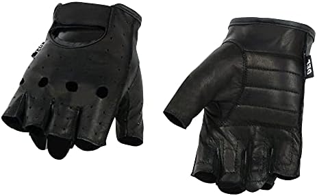 Milwaukee Leather SH195 muške' Open Knuckles ' crne kožne rukavice bez prstiju sa Gel dlanom