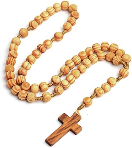 Šareni BLING prirodni drveni Katoličke brojanice Drvo raspeće molitvene perle Privjesak Ogrlica molitva Isus vjerski krst brojanica ogrlica ručni nakit