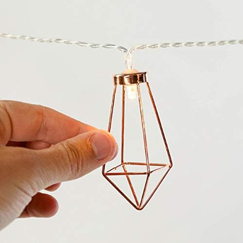 LED Dijamantska žičana svjetla na baterije geometrijska bajkovita svjetla toplo bijelo ružičasto zlato metalne