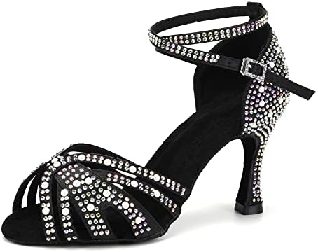 Tinrymx Latino plesne cipele za žene Rhinestones Tango Salsa Performanse Performance Ballroom Party Dance Cipele, Model-L432 / L506