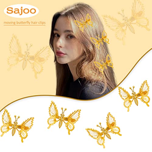 Sajoo 12 kom 3D Moving Butterfly hair Clips Butterfly hair Clips Cute Gold Metal Butterfly Clips za kosu Vivid Butterfly Barrettes Hair Clamps Butterfly Hair Accessories za žene i djevojke