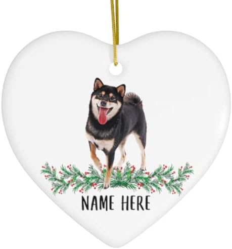 Funny Shiba Inu Black Tan personalizirani poklon imena za poklone za pseće mame 2023 ukrasi za jelku srce Keramika