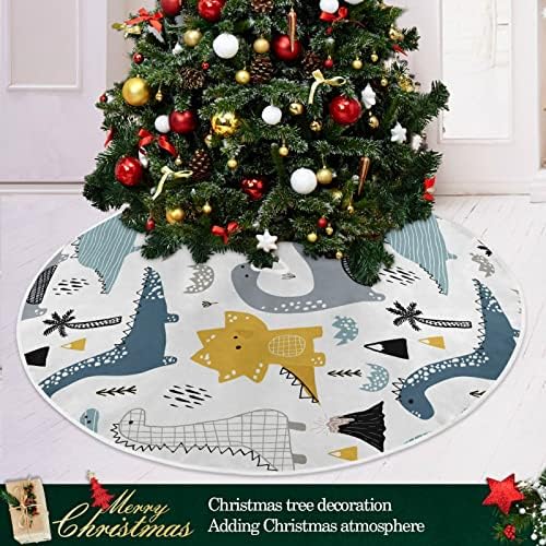 Oarencol Cute Dinosaur Drvo životinje Božićna suknja od 36 inča Xmas Holiday Party Tree Detaos