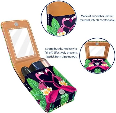 Mini ruž za usne sa ogledalom za torbicu, Flamingo Birds Portable Case Holder Organization