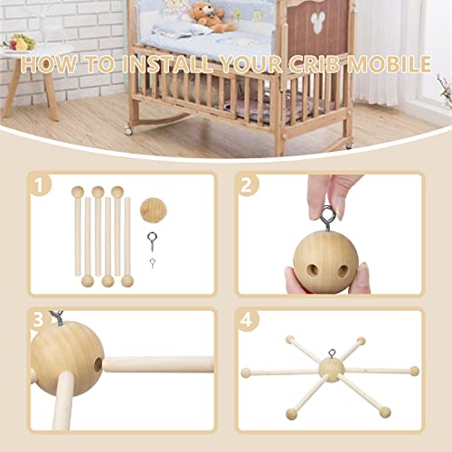 Focalmotors drvena mobilna vješalica za bebe, mobilni komplet krevetić,mobilni viseći okvir dekoracija igračaka dekoracija DIY zanati fotografija rekviziti za novorođenče poklon