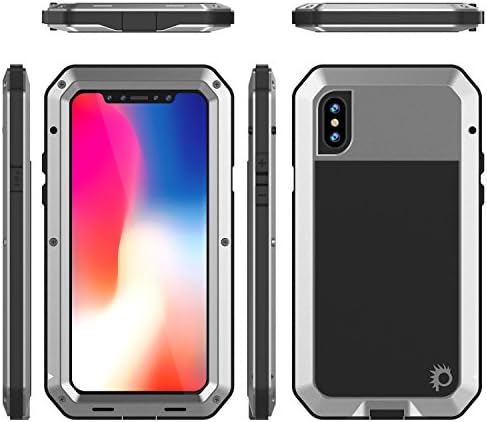 Pankcase Metal Case, Heavy Duty vojni razred Oklop Cover [šok dokaz] Hard aluminija & TPU dizajn W/kaljeno staklo zaštitnik ekrana kompatibilan W / Apple iPhone XS [srebro]