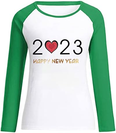 Sretna nova godina 2023 Vrh za žene slatki praznični majice srce za srce Dugih rukava Košulja