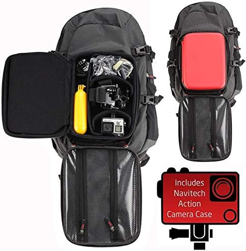 Navitech akcijsku kameru ruksak i crvena kutija za pohranu s integriranim remenom prsa - kompatibilan s zmajnim