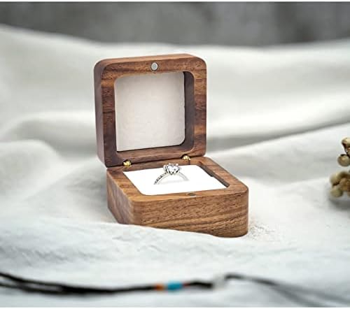 WisePoint personalizirana Drvena kutija za prstenove, Mini kutija za držač Zaručničkog prstena s jednim prorezom, kvadratna kutija za vjenčani prsten za prsten, elegantna i Retro kutija za Držač prstena za vjenčanje, ceremoniju