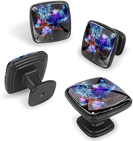 Lagerery dugmad za fioke za dječake Nebula Galaxy dugmad za Komode kristalno staklo dugmad za ormare 4 kom Print kvadratna dugmad za rasadnik dekorativna dugmad višebojna 1, 18x0, 82x0, 78 in