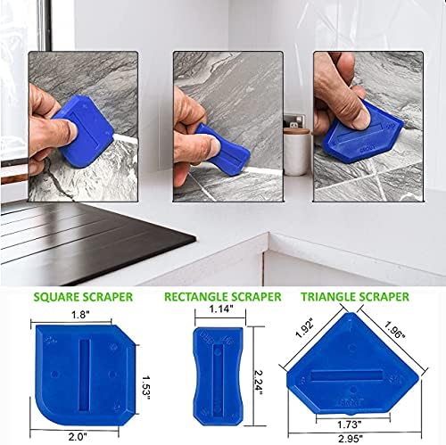 Silikonski kotlački alat 5 u 1 u smještaju za uklanjanje kupaonice za uklanjanje kupaonice i završnu obradu staklenih ljepila ugao strugača alata za elementarne upute,