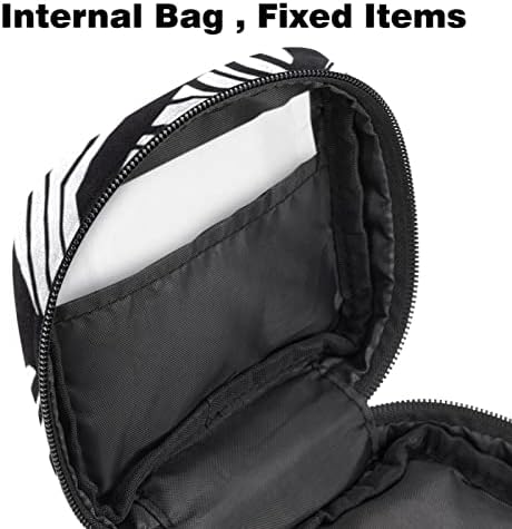 ORYUEKAN torba za odlaganje higijenskih uložaka, Prijenosna menstrualna torba za žene i djevojčice torbica za menstrualne čašice, moderne crno bijele apstraktne linije valovi
