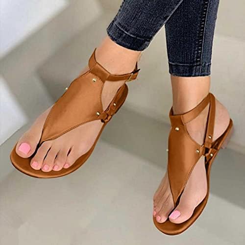 Uqghqo sandale za žene Moda, papuče za žene udobne rimske naramenice za gležnjeve japanke klasične kopče ravne cipele cipele na plaži
