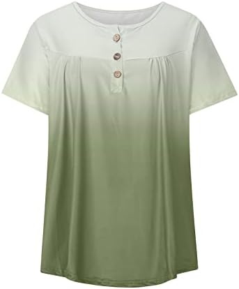 Henley V izrez majice za dame kratki rukav gradijent poklon Tie Dye bluze Tshirts Teen Girl Button 2023 OH