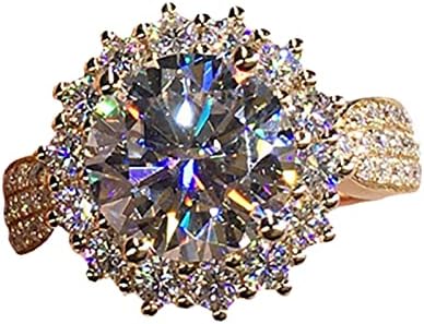 Jedinstveni prstenovi za žene Angažovanje kubičnih sjajnih okruglica Diamond Circon Bling Žena Ring Gold Dainty