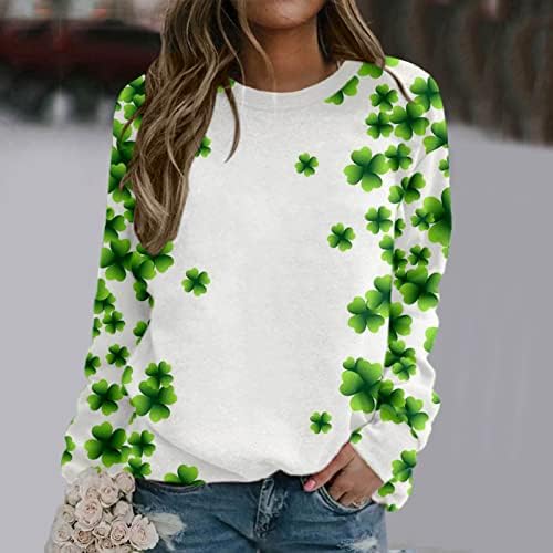 Dan Svetog Patrika Shamrock grafički Print majica za žene Dressy Casual Dugi rukav pulover Tops labava dukserica