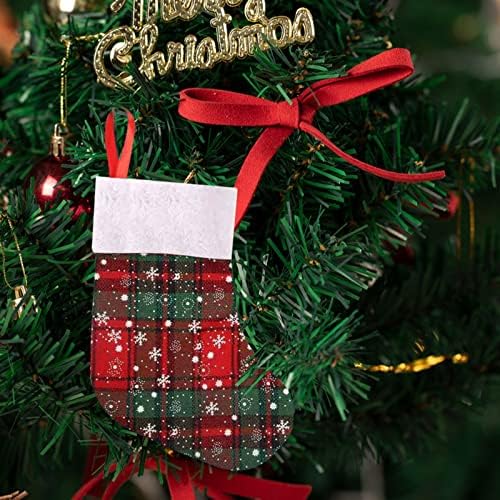 Božićne čarape Poklon torbe Candy Sock torbe za snježne pahuljice Pleteni nosač držača drveća Drvna vrata Viseći perle