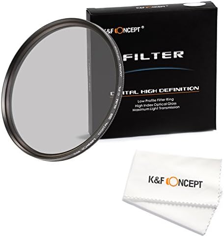 62 mm Polarizacijski filter, K & F Cplularni polarijsko polarijsko polarizer 62 mm Super Tanak multi obloženi staklo CL CL Filter kompatibilan sa Canon Nikon Digital fotoaparatom + krpa za čišćenje mikrovlakana