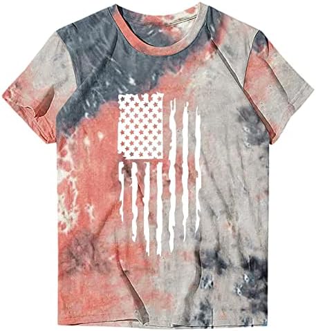 Majice za žene Ljetne vrhove za žene 4. jula Patriotic Tee okrugli vrat kratki rukav vrhunska bluza za