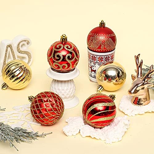 30kom Božić drvo kugle, 2.36 Božić Ornament dekoracije Shatterproof ukrasi zlato i crvena boja Painted Božić Baubles dekoracije za Party vjenčanje Božić dekor