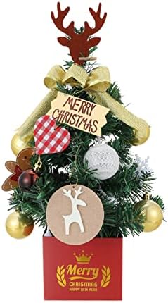 Vorcool tablice pred lit božićne drvce: Mini LED Xmas Tree Laght umjetno mini božićno drvce sa ukrasima za rezanje trupa za diy Xmas