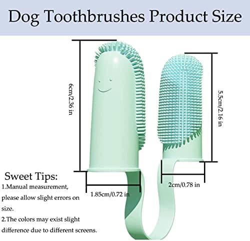 Dexspoeny 2kom četkica za pseće zube, četkica za zube sa dvostrukim prstom, Ergonomski dizajn,