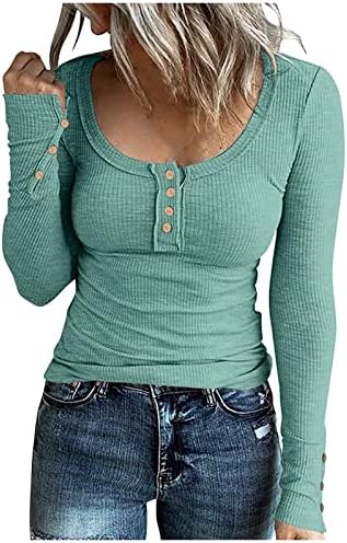 Ženski pulover dugih rukava na dugim rukavima, ležerne majice na majicama dolje bluze osnovne rebraste