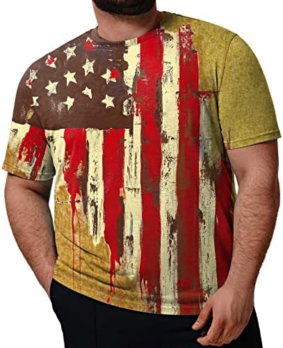 Ruiruilico Patriotske majice za muškarce Amerika Zastava Ljetni casual kratkih rukava Comfy Loose