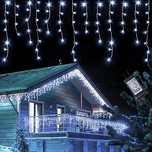 HiShiny LED icicle božićne svjetlo na otvorenom, 400 LED 32FT 8 Način čišćenja žičane ličice Svjetla
