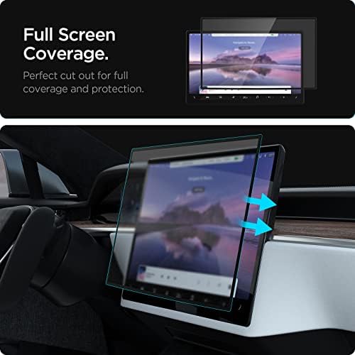 Spigen kaljeno staklo Zaštita ekrana [GlasTR EZ FIT] dizajniran za 2023/2022/2021 Tesla osvježeni Model S/X Instrument Tabla ekran osetljiv na dodir-Mat/Anti otisak prsta