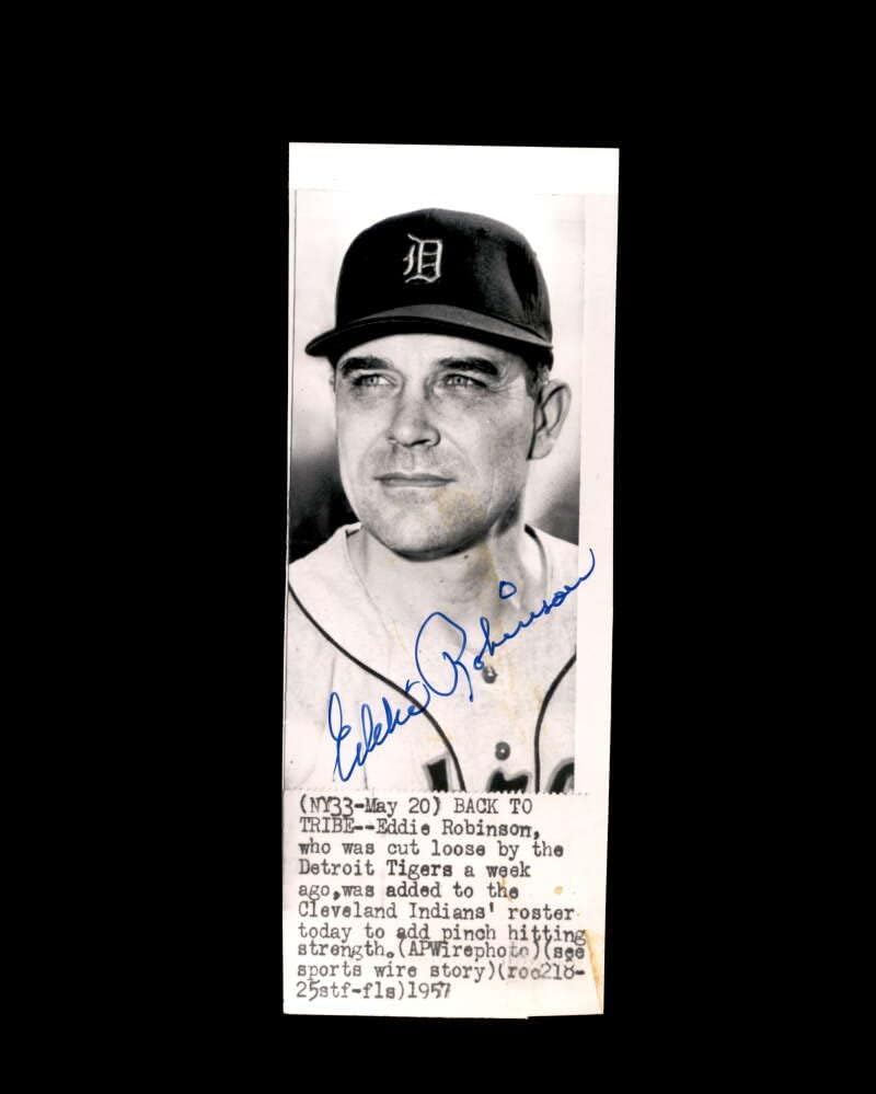 Eddie Robinson potpisao 1957 7x 2 1/2 Detroit Tigers Original Wire Aitogram