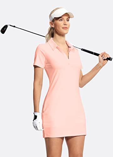 HIVERLAY Žene Golf Polo haljina s kratkim hlačama i džepovima Kratki rukav V ovratnik za vrat Tenis Haljina dame atletski haljine