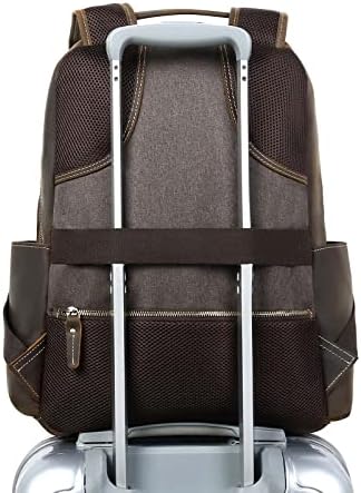 Taertii Full Grain prave kože ruksak za muškarce, 16 & 34; Laptop ruksak ruksak za Travel Business 32L-Brown