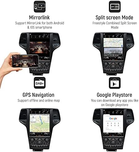 Naše nebesko plavo 12.8 '' Android 10.0 Auto radio za navigaciju Jeep Grand Cherokee 2014-2020