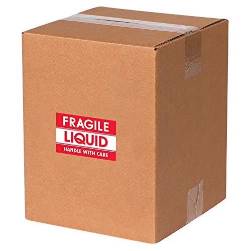 Aviditi Tape Logic 2 x 3, Fragile Liquid Handle with Care crveno / bijela naljepnica upozorenja, za otpremu, rukovanje, pakovanje i selidbu