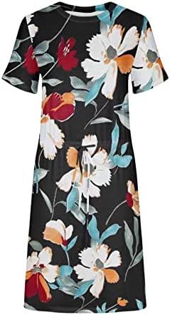 Ženska ljetna haljina 2023 Ležerne prilike cvjetne tiskane kratkih rukava za posadu čipkaste dreke