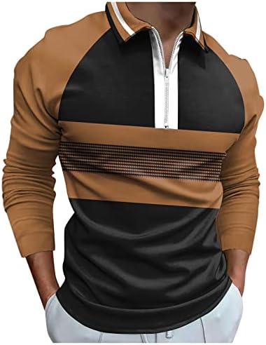 Beuu 2022 nove muške polo majice s dugim rukavima 1/4 zip up vrat Golf vrhovi prugasti patchwork sredwer modna dizajnerska majica