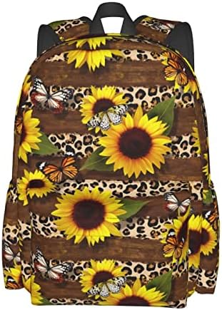 Ruksak od 17 inča Leopard Print Suncokret leptiri Ležerne prilike Lagani ženski kampuški ruksak za žene