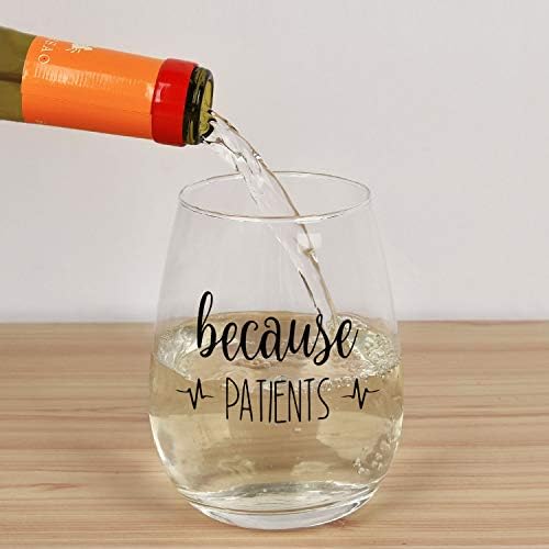 Futtumy jer čaša za vino bez stabljika pacijenata, čaša za vino medicinske sestre za medicinske sestre doktori, stomatolog, higijeničar, ljekar, dan medicinske sestre, rođendan, ceremonije bijelog kaputa, ocjene, 15oz