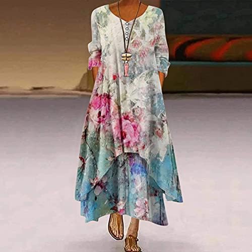 Ženska haljina plus veličina cvjetni print boemskim prevelikim maxi duge haljine ljetna plaža labava prevelika maxi duga haljina