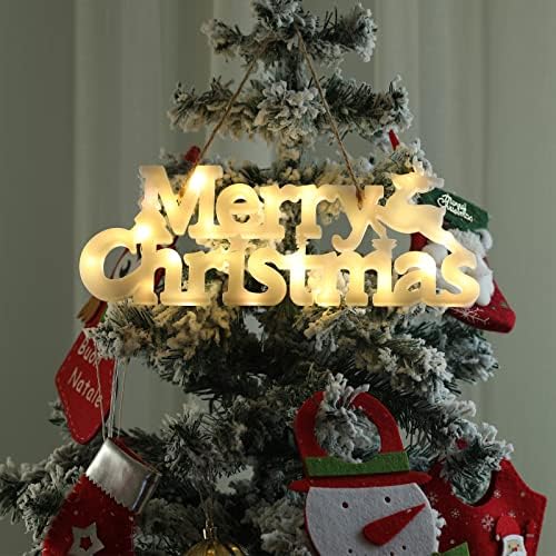 Sretan božićni znak za božićne ukrase, božićne stablo viseće ukrase, svjetla za božićne dekore za božićno stablo vijenac, božićne ukrase za vanjsku zatvorenu seosku kuća na dvorištu