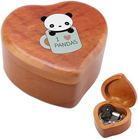 Slatka ljubavna pandas Wind up vintage drvena muzička kutija vjenčanje valentinovo božićni rođendanski