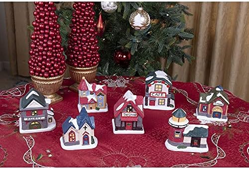 Pametne kreacije smole Božić snow Village Scene LED dekoracija, svečani praznični ukras za stol, Pekara