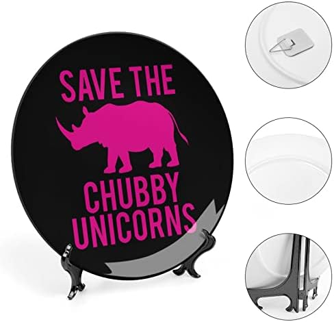 Spremite Chubby Unicorns Bone Kina Dekorativna ploča okrugla Keramičke ploče za ploče sa postoljem